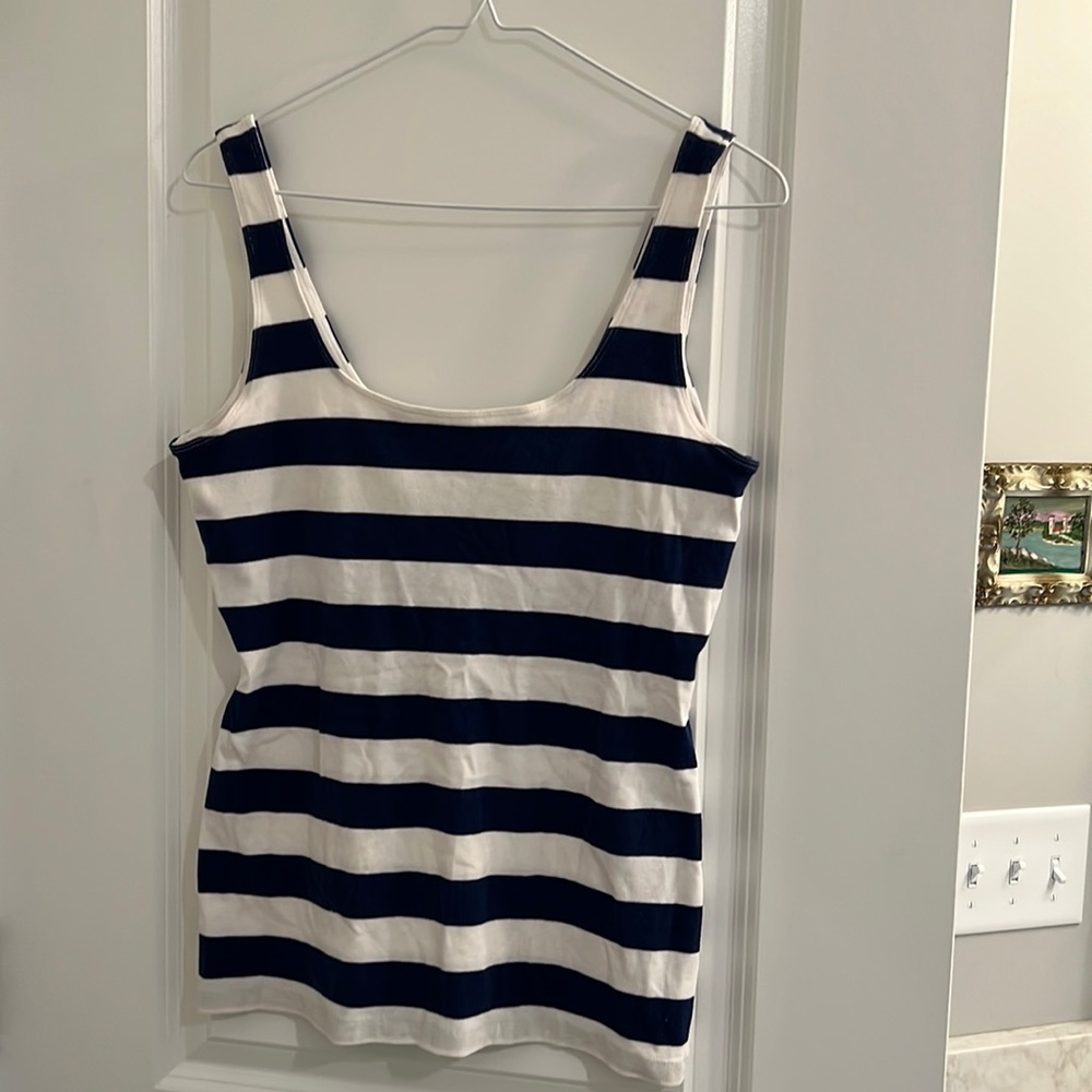 Banana Republic Blue & White Striped Tank M